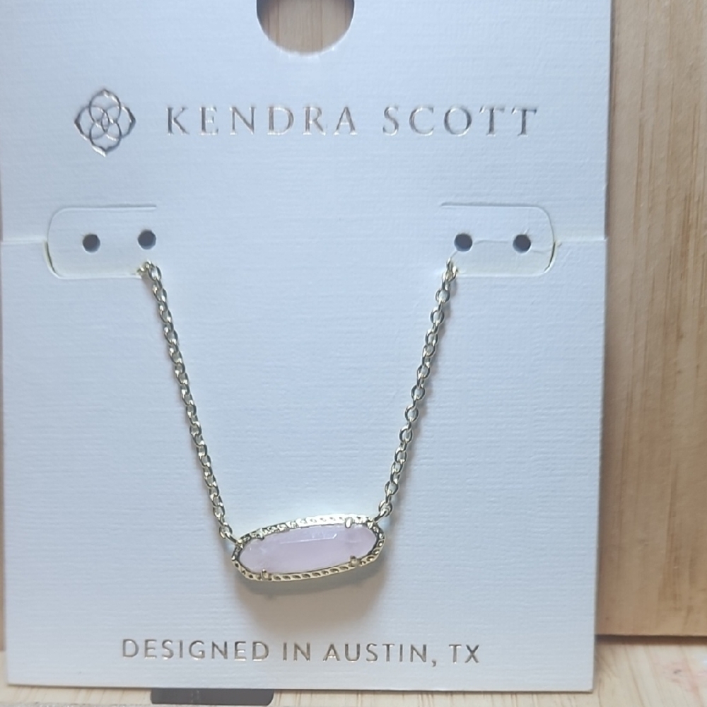 Kendra Scott Gold Necklace with Blush Stone